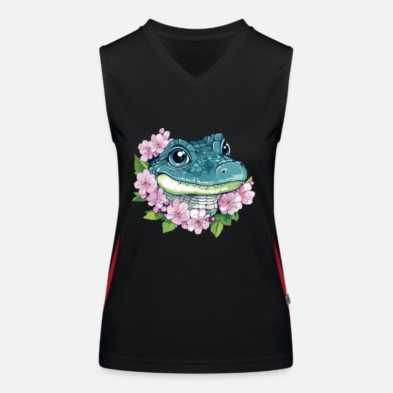 Kirschblüten Krokodil Funktionelles Kontrast-Tank Top für Frauen