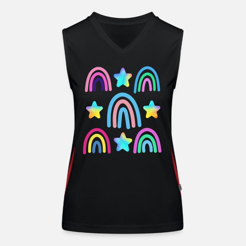 bunter Regenbogen und Sterne Funktionelles Kontrast-Tank Top für Frauen