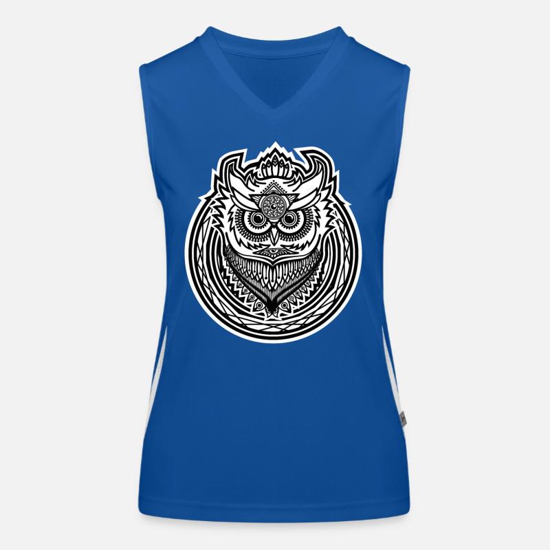 Eulen Symbol Owl Icon Design - dunkler Grund Funktionelles Kontrast-Tank Top für Frauen