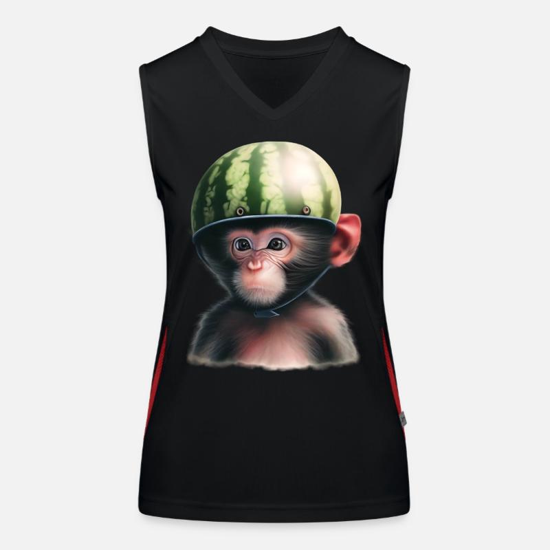 Affe mit Wassermelone Funktionelles Kontrast-Tank Top für Frauen