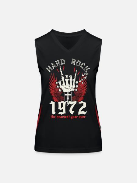 Hard Rock Musiker 1972 50 Jahre Jubiläum - Funktionelles Kontrast-Tank Top für Frauen - Schwarz/Rot - Vorne
