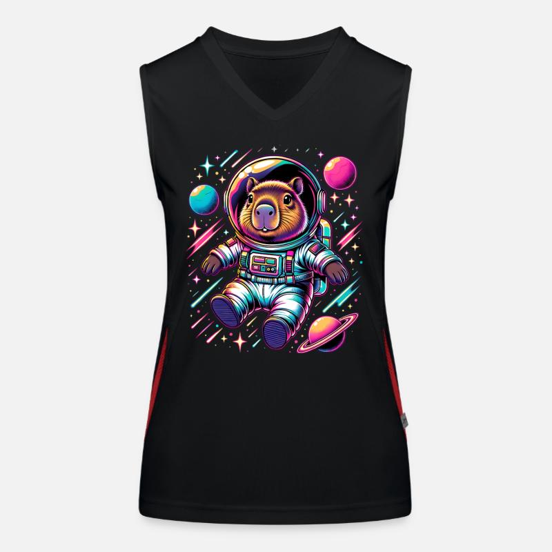 Capybaras Niedlicher Capybara Astronaut Funktionelles Kontrast-Tank Top für Frauen