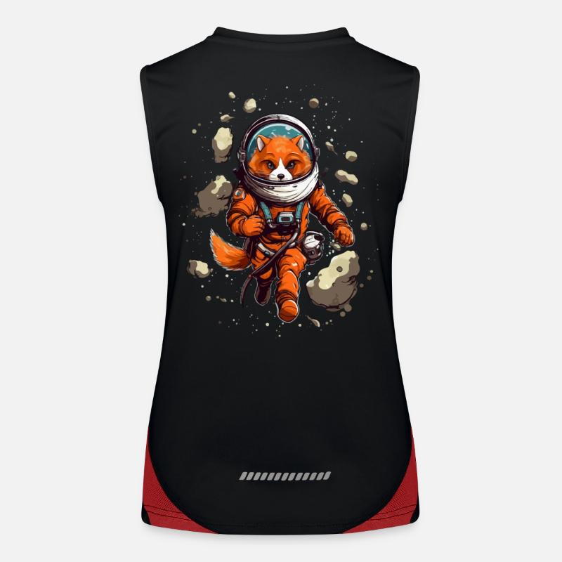Renard de dessin animé mignon en astronaute avec une combinaison spatiale Débardeur respirant contrasté Femme