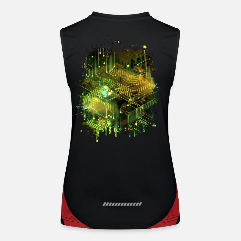 Abstract Art: Digital Data Stream Mainboard Women's Functional Contrast Tank Top