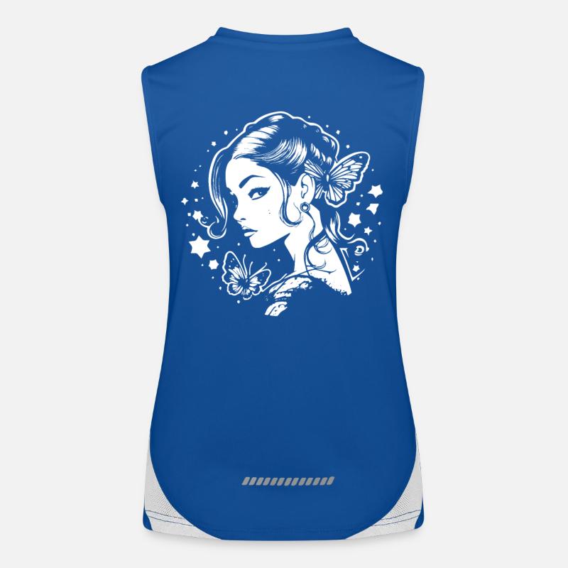 Ästhetisches Gothic Mädchen mit Schmetterlingen: Funktionelles Kontrast-Tank Top für Frauen