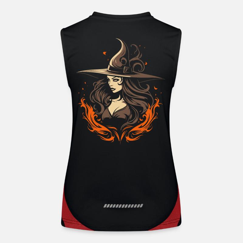 Magical Witch Splendour: Elegant Modern Witch Fire Women's Functional Contrast Tank Top