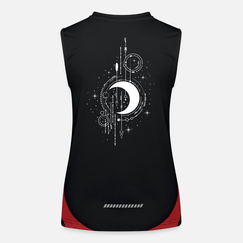Mystical Design: Crescent Moon and Stars for Wicca Women's Functional Contrast Tank Top