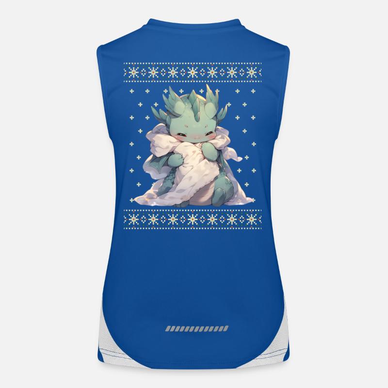 Dragon kawaii dans le style pull de Noël moche Débardeur respirant contrasté Femme