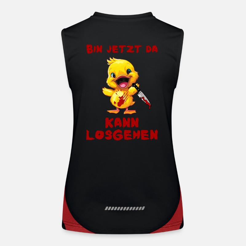 I'm here now - duck with knife Women's Functional Contrast Tank Top