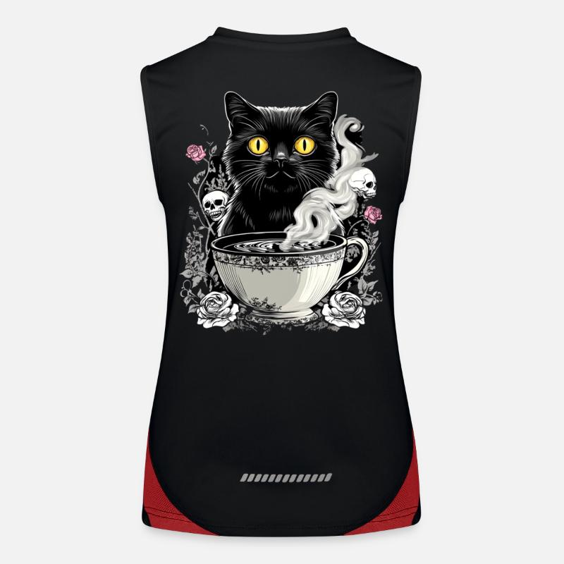 Mystical : Chat avec crâne café Débardeur respirant contrasté Femme