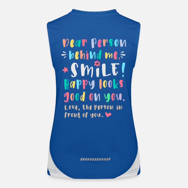 Liebe Person hinter mir, Lächle, Glücklich steht d Funktionelles Kontrast-Tank Top für Frauen