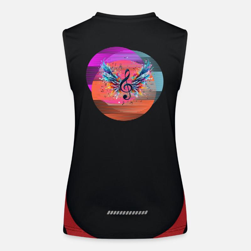 Backprint Techno Party Music Notes Funktionelles Kontrast-Tank Top für Frauen