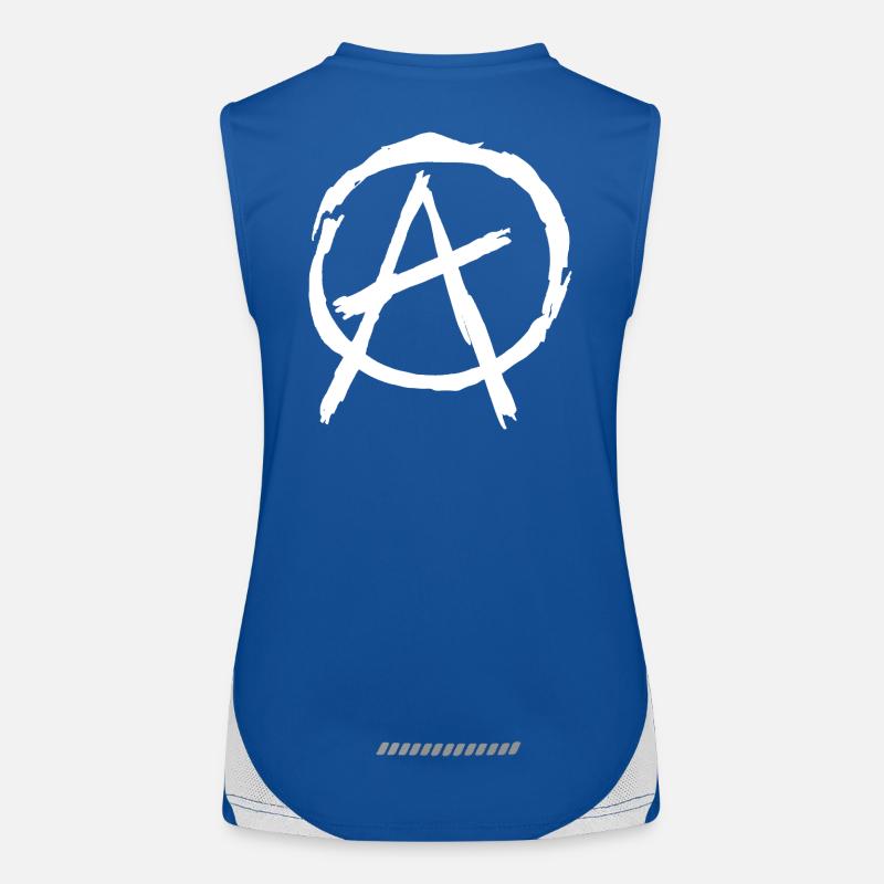Anarchy Symbol in Circle - White Women's Functional Contrast Tank Top