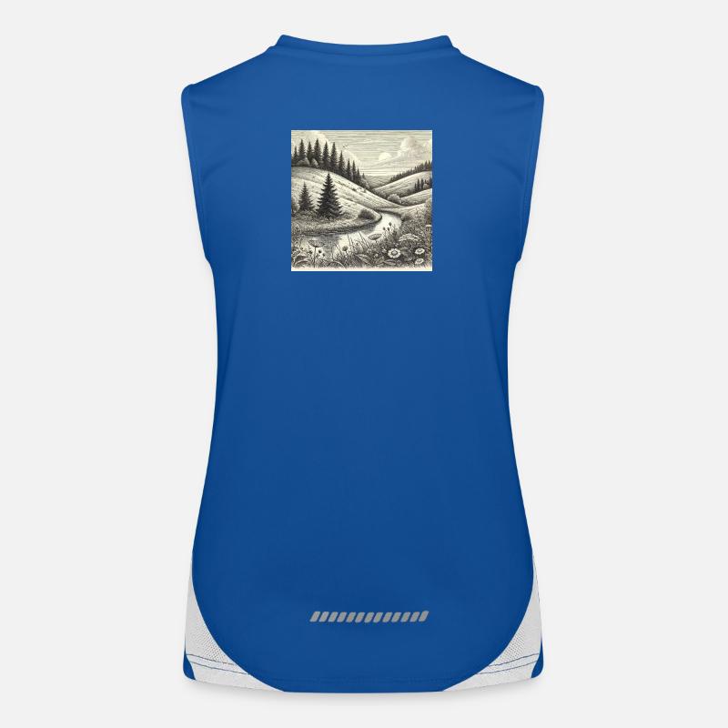 River Forest Landscape Engraving Women's Functional Contrast Tank Top