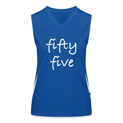 Fiftyfive -teksti valkoisena kahdessa rivissä - Toiminnallinen kontrastivärinen toppi naisille