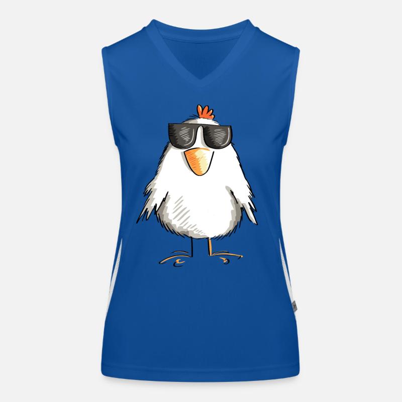 Poulet avec des lunettes de soleil cool - coq - oie Débardeur respirant contrasté Femme