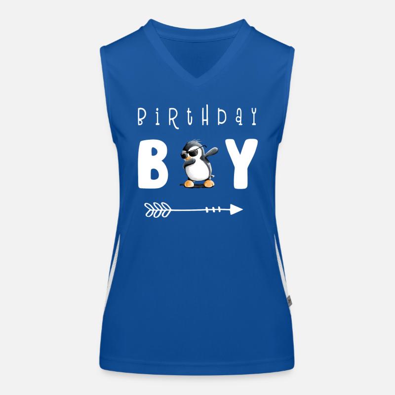 Birthday Boy Dab Dance Pinguin I Jungen Geburtstag Funktionelles Kontrast-Tank Top für Frauen