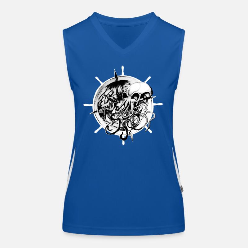 Octopus Skull Tattoo Design Women's Functional Contrast Tank Top