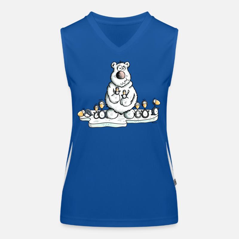 Eisbär mit Pinguinen Funktionelles Kontrast-Tank Top für Frauen