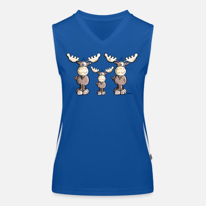 Elch Familie Funktionelles Kontrast-Tank Top für Frauen