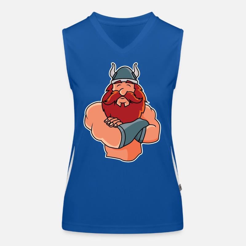 Lustiger Wikinger in Pose Funktionelles Kontrast-Tank Top für Frauen