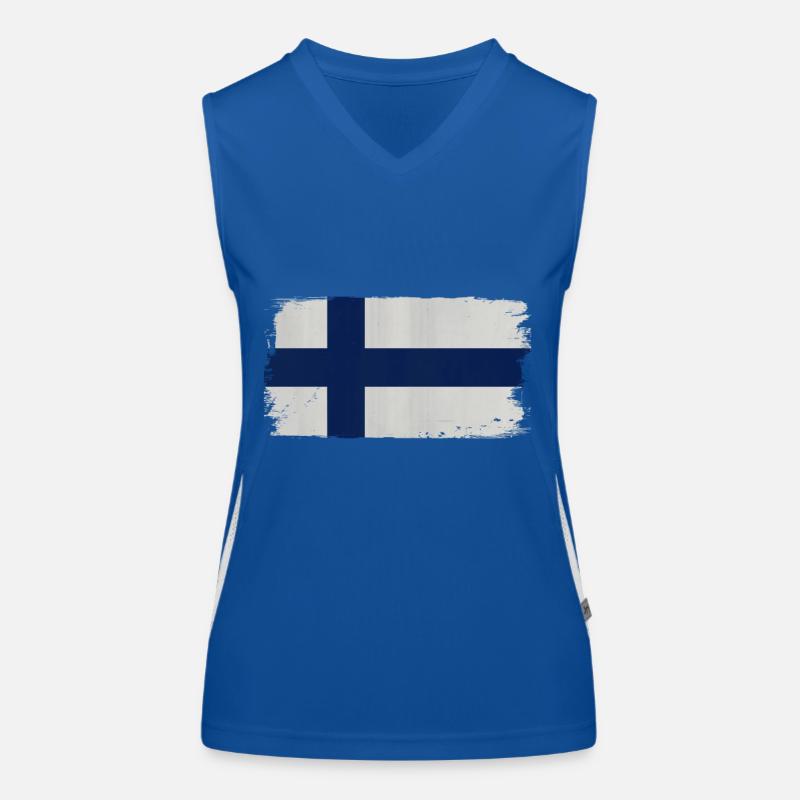 Finnische Flagge Acryl-Optik Funktionelles Kontrast-Tank Top für Frauen