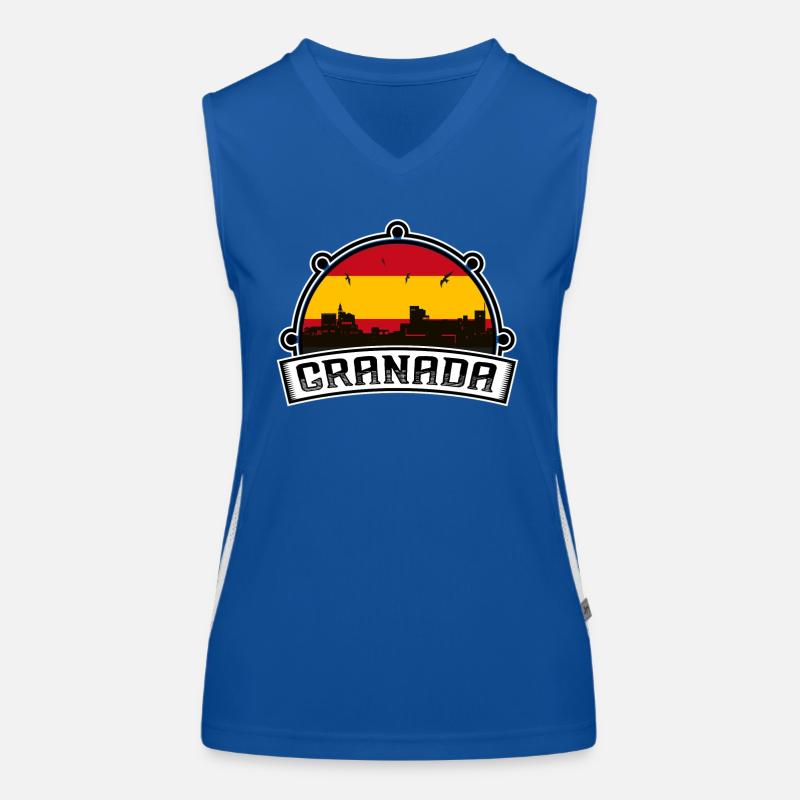 Grenade Espagne Skyline Voyage Souvenir Drapeau Espagnol Débardeur respirant contrasté Femme