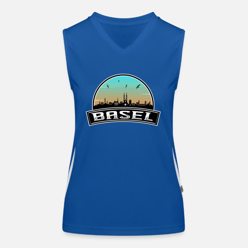 Basel Schweiz Skyline Schweizer Souvenir Funktionelles Kontrast-Tank Top für Frauen