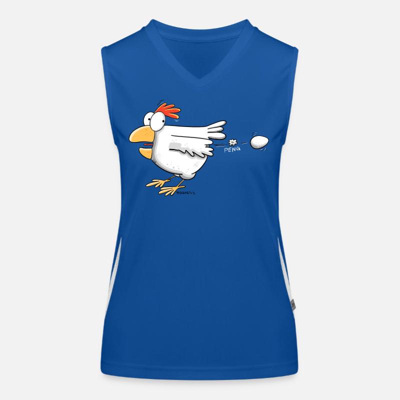 Funny chicken lays an egg I chicken motif Women's Functional Contrast Tank Top