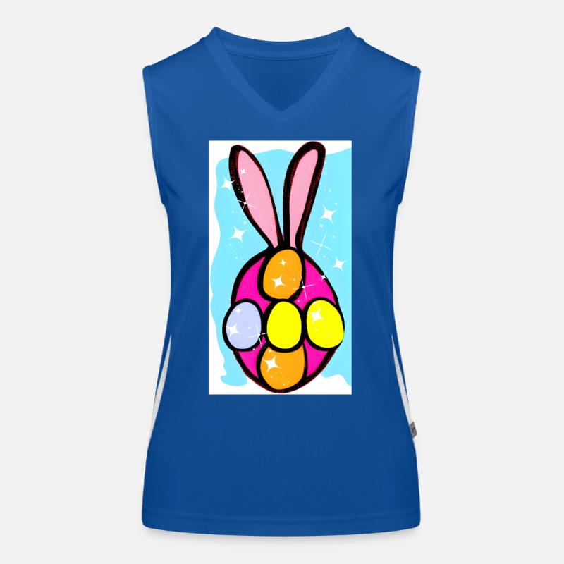 Colorful Easter Bunny Eggs Illustration Women's Functional Contrast Tank Top