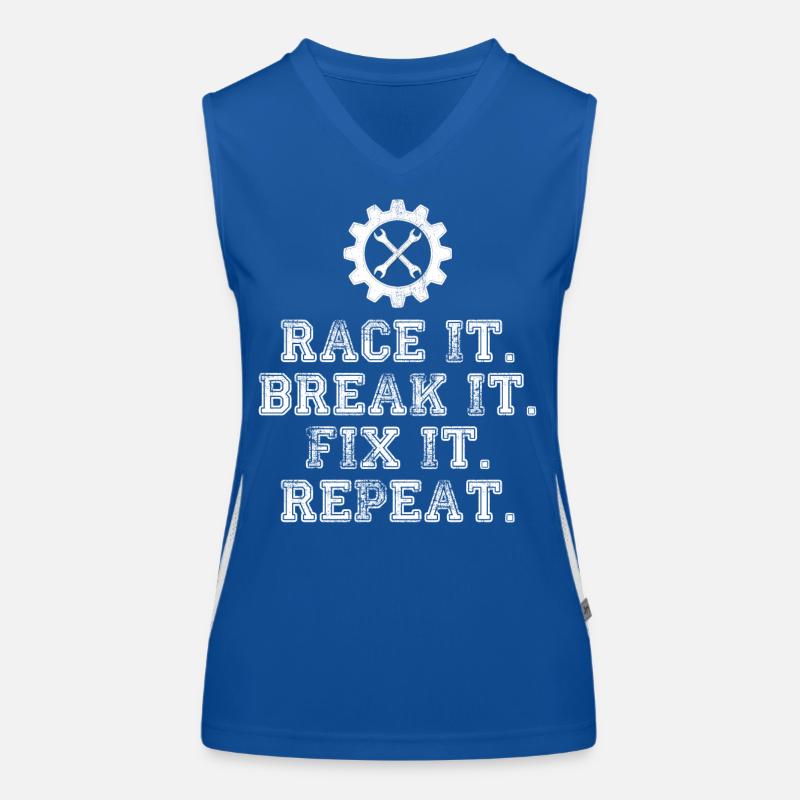 Race It Break It Fix It Repeat Racing Mechanic Women's Functional Contrast Tank Top