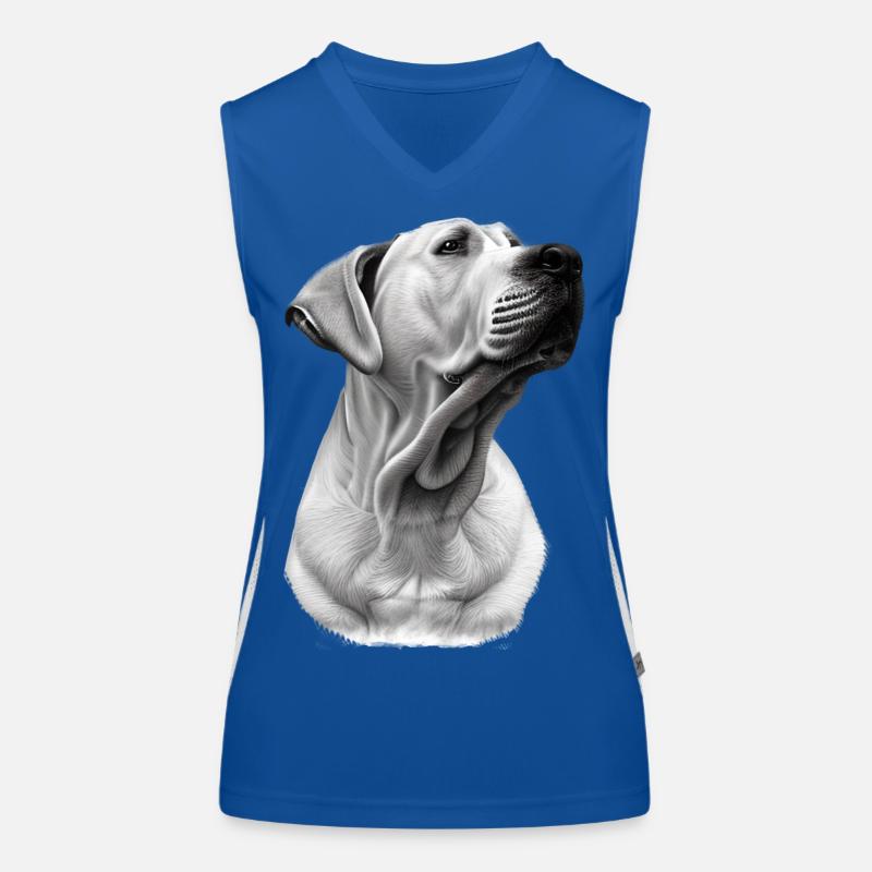 Dumna blondynka labrador Funkcjonalna damska koszulka bez rękawów z kontrastowymi wstawkami