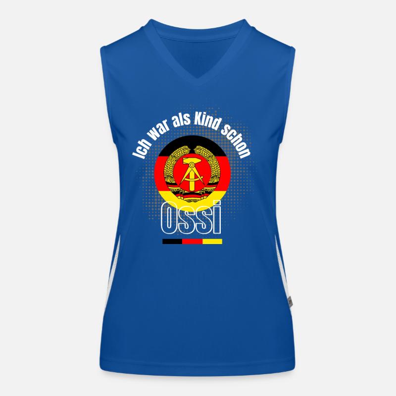 ossi kind DDR ironie ostdeutscher spruch emblem de Funktionelles Kontrast-Tank Top für Frauen
