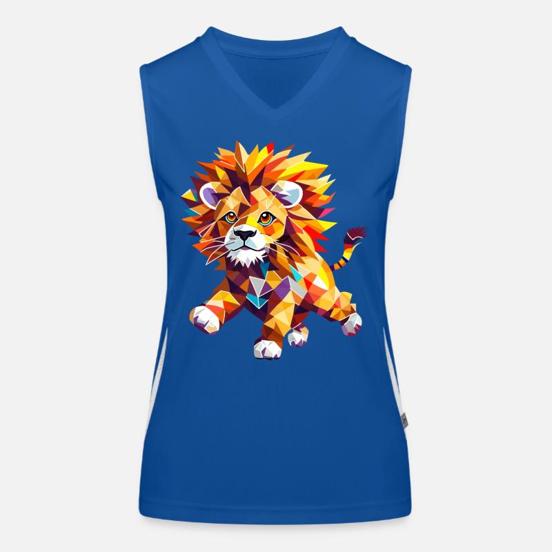 Lion géométrique en pleine explosion de couleurs Débardeur respirant contrasté Femme