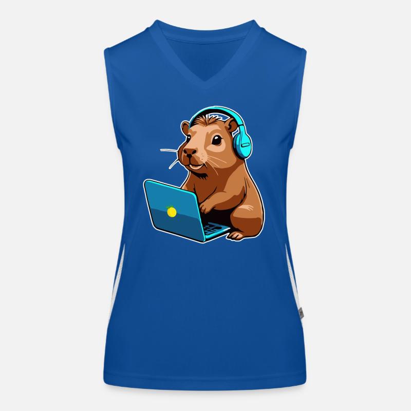 Capybara Programmer Coder Computer Women's Functional Contrast Tank Top