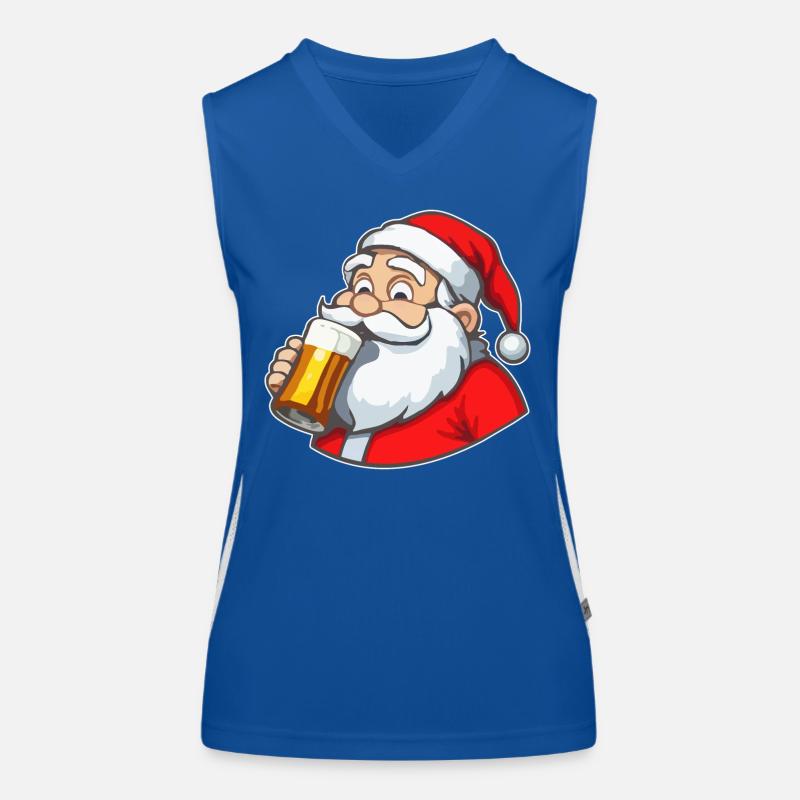Weihnachtsmann mit Bier Funktionelles Kontrast-Tank Top für Frauen
