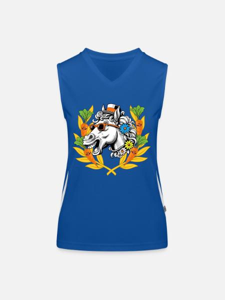 Pferd Pferdekopf Pferde Sieger Siegen Lorbeerkranz - Funktionelles Kontrast-Tank Top für Frauen - Royal/Weiß - Vorne