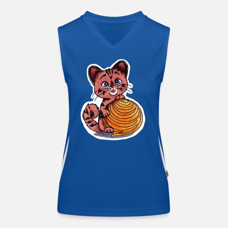Little kitten with ball of wool Women's Functional Contrast Tank Top