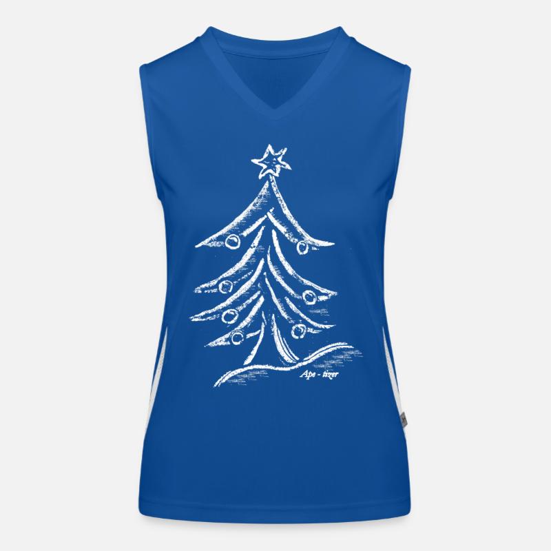 Christmas tree silhouette with star Women's Functional Contrast Tank Top