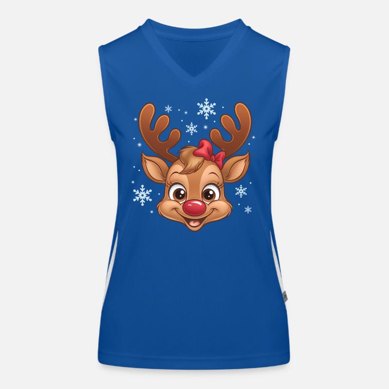 Süßes Rentier-Mädchen mit Schneeflocken Funktionelles Kontrast-Tank Top für Frauen