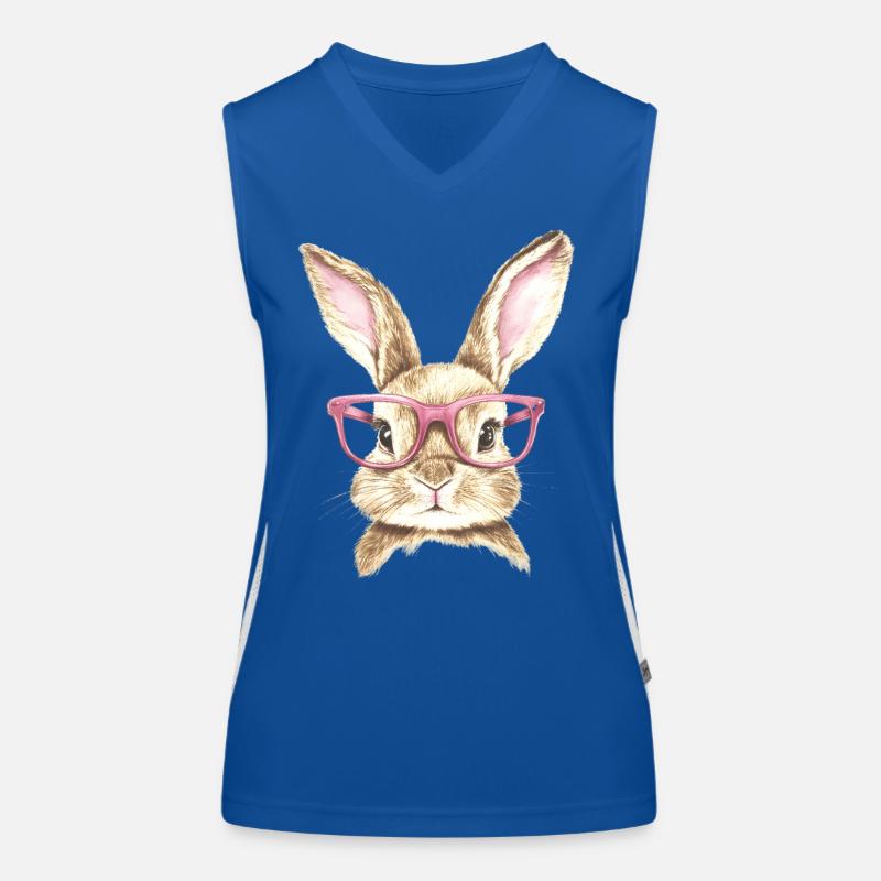 Kaninchen Bunny Brille Hasenohren Hase Geschenk Funktionelles Kontrast-Tank Top für Frauen