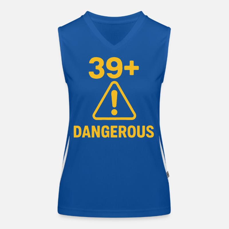 Lustiges 39 Plus Geburtstags-Warnschild Funktionelles Kontrast-Tank Top für Frauen