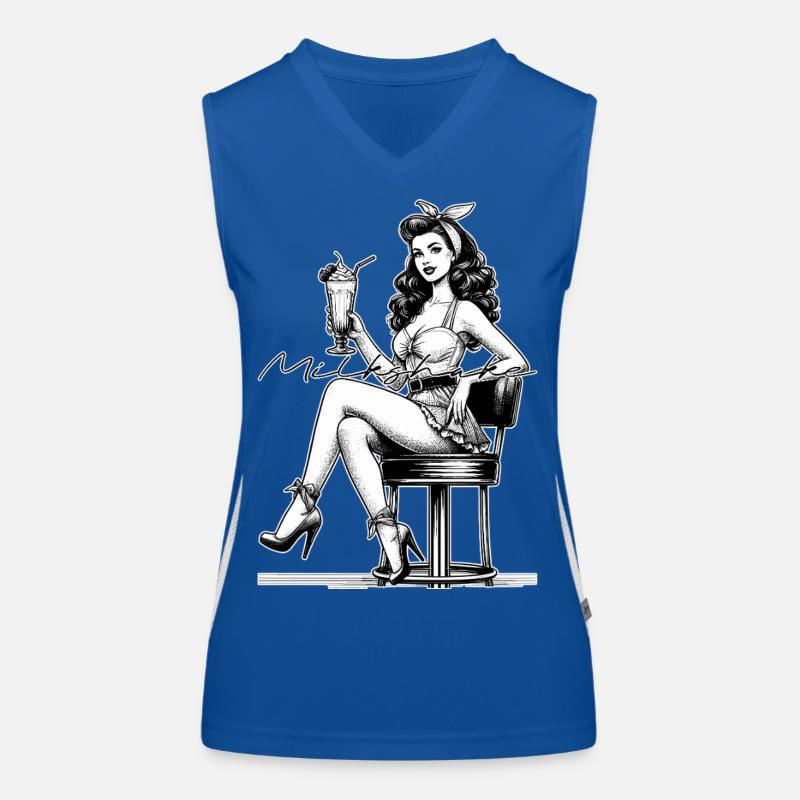 Milkshake Rockabilly Pin Up Noir et Blanc Cadeau Débardeur respirant contrasté Femme