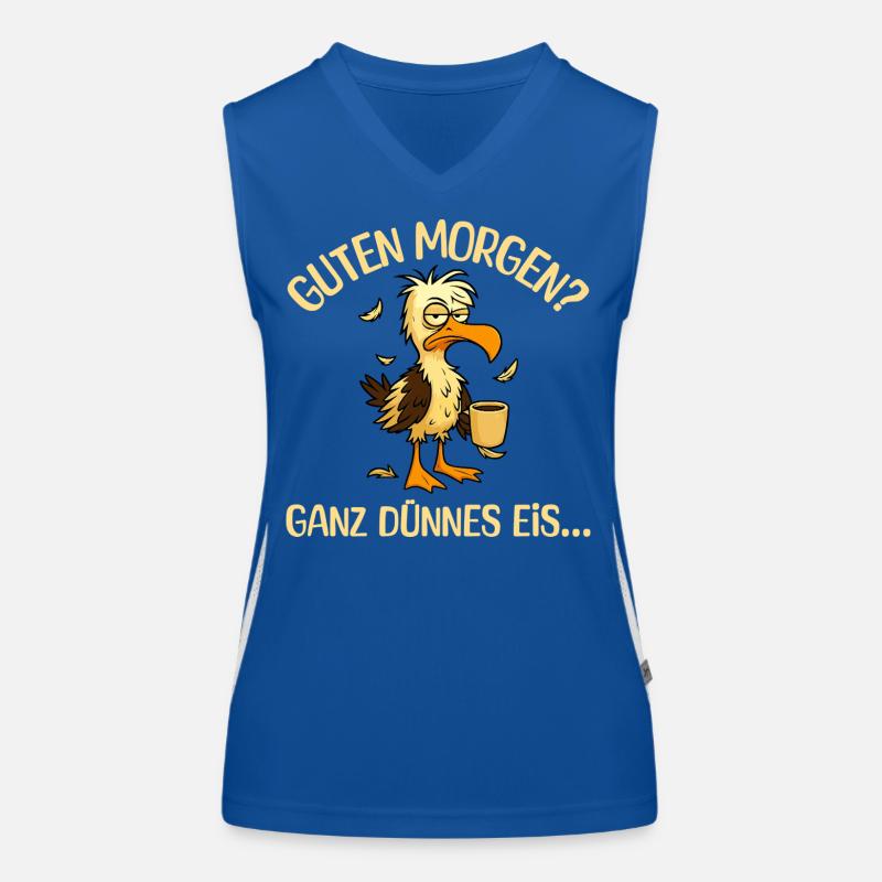 Morgenmuffel Möwe mit Kaffee Funktionelles Kontrast-Tank Top für Frauen