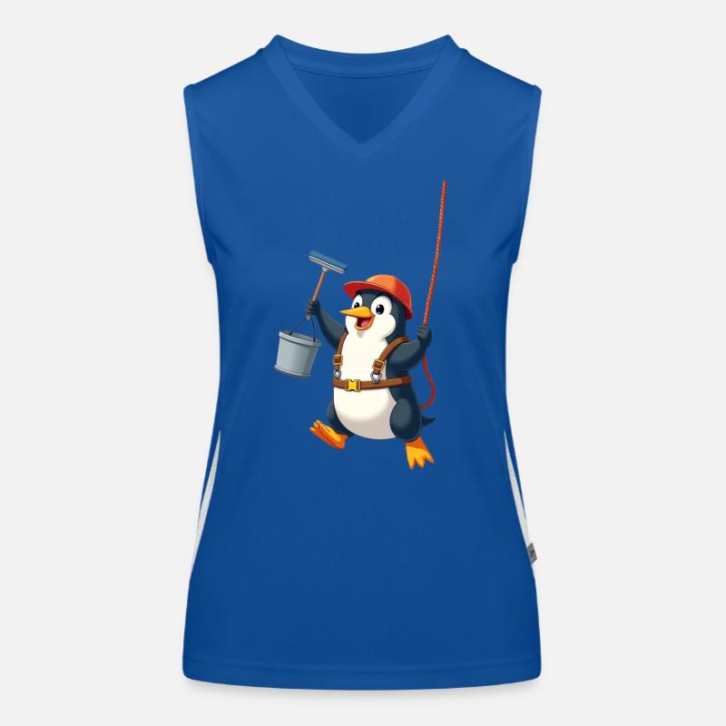 Penguin cleaning windows - Abseiling down Women's Functional Contrast Tank Top