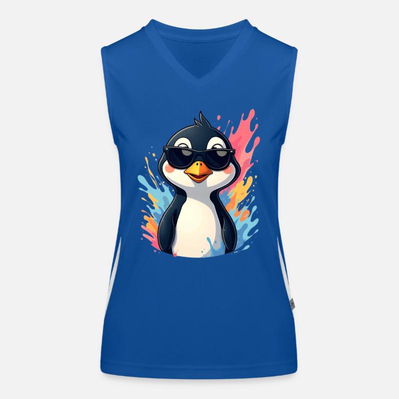 Cool Pingu mit Sonnenbrille Funktionelles Kontrast-Tank Top für Frauen
