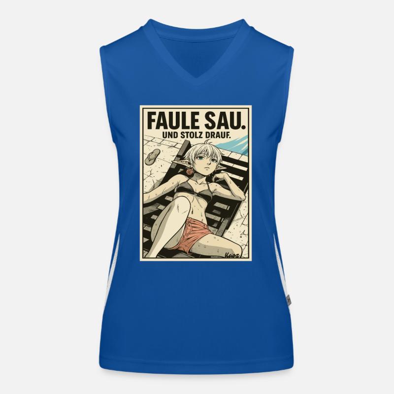Lazy sow on the beach with pride Women's Functional Contrast Tank Top