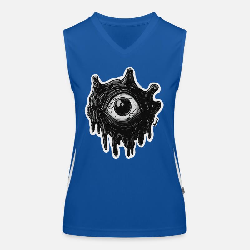 Black Ink Eye Illustration Women's Functional Contrast Tank Top