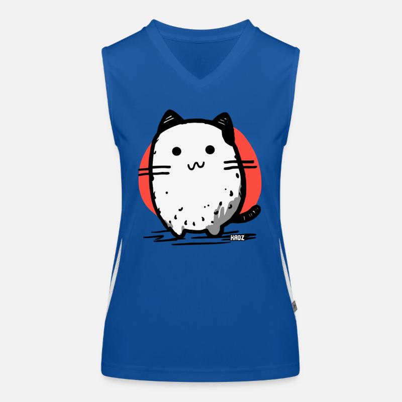 Mignon dessin animé gros chat cercle rouge Débardeur respirant contrasté Femme