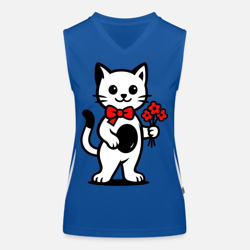 Kawaii Katzenfreund mit roter Schleife Funktionelles Kontrast-Tank Top für Frauen